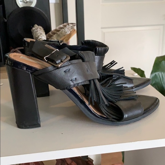 H&M Fringe Leather Block Heel 41 - Picture 2 of 12